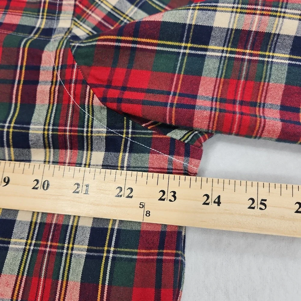 Polo Ralph Lauren Classic Fit Plaid Oxford Button Down Shirt Red Green Mens L